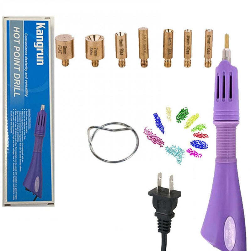 Hotfix Applicator, 7 in 1 Hot Fixed Wand Bedazzler Kit, Rhinestones Setter Wand Tool with 7 Different Tip Sizes, DIY Bedazzler Kit with Rhinestones with Support Stand (American standard (purple)) american standard (purple)