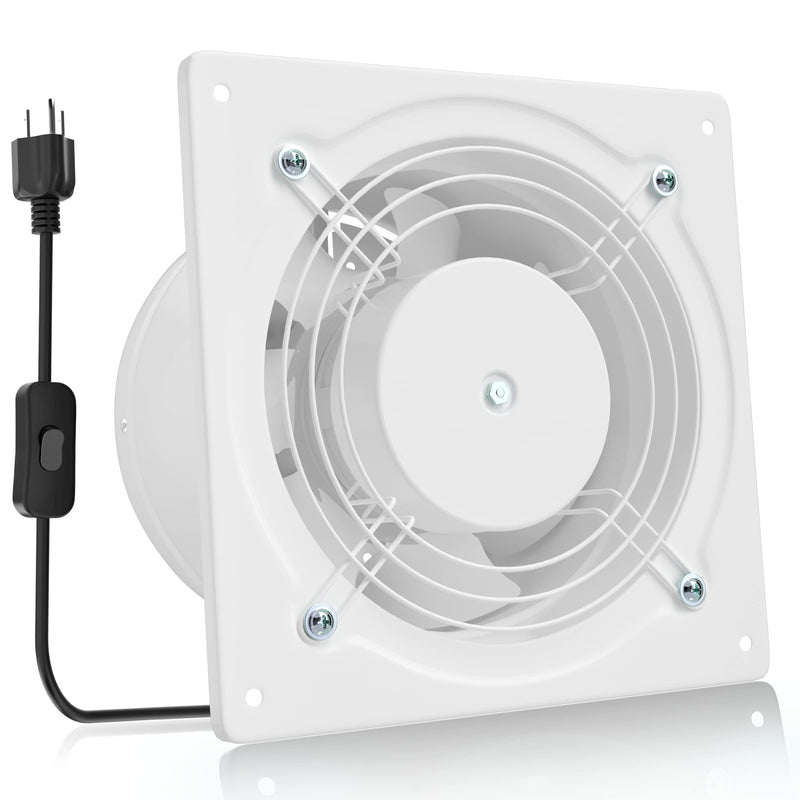 HG Power 6 Inch Kitchen Exhaust Fan, 308CFM Powerful Through Wall Basement Exhaust Fan, Wall Mount Bathroom Extractor Fan for Garage, Window Ventilation, White