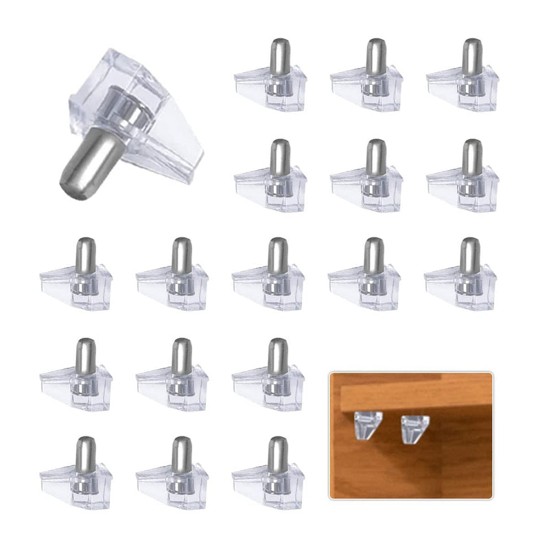 20 Pcs 5mm Clear Plastic Cabinet Shelf Support Pins, Clear Shelf Support Pegs, Shelf Pins Clear Shelf Support Pegs, Shelf Holder Replacement Peg, Shelf Holder Bracket Steel Pins 20 Pcs