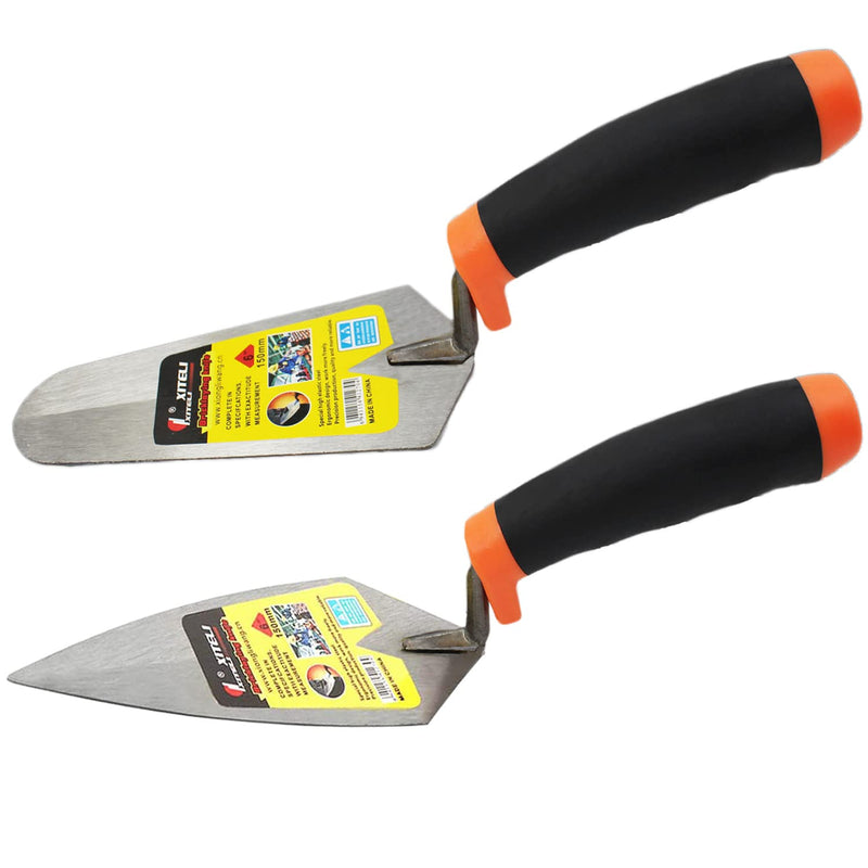 2 Pcs Pointing Trowel and Gauging Trowel Set,6" Masonry Hand Tool Set with Soft Grip Handle,Margin Trowel Bricklaying Trowel Building Products (6 Inch) 6 Inch
