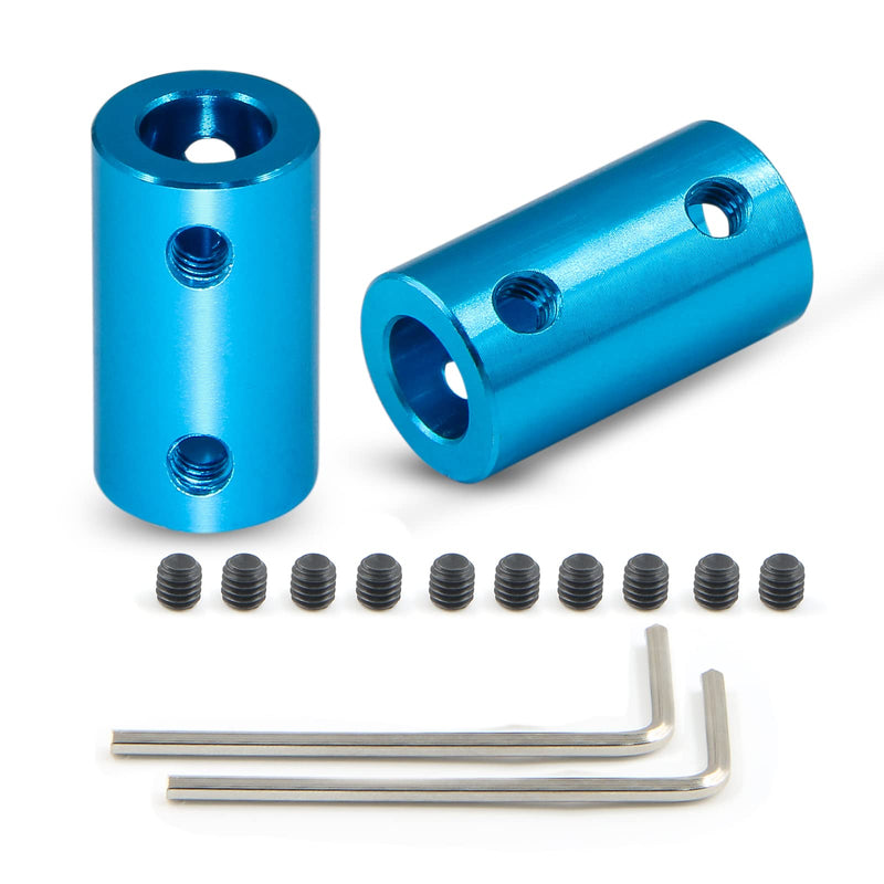 2 PCS Bore Rigid Coupling Set,Motor Coupler Connector,Aluminum Alloy Stepper,8mm Shaft Coupler Connector,Flexible Shaft Coupling(Light Blue) 8 mm