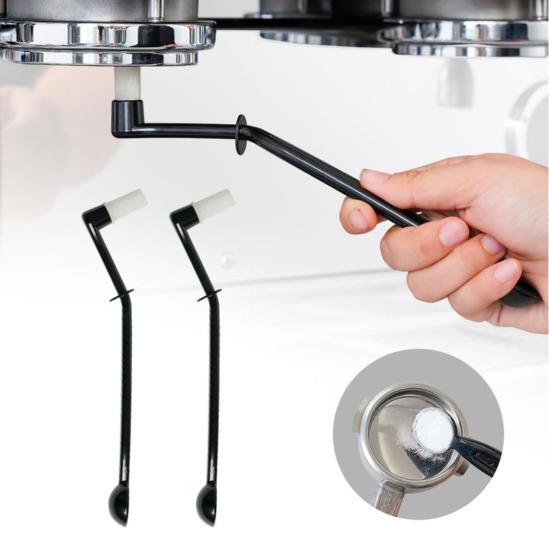 watchget Coffee Machine Cleaning Brush Set, 2 Pieces Espresso Cleaner Brushes with Spoon, Nylon Group Head Espresso Machine Cleaning Tool 2 Brushes