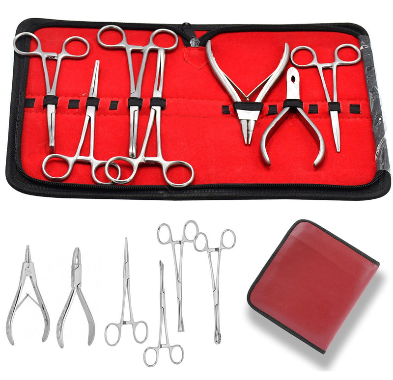 Body Piercing Instruments Kit of 7 Piece Tools Penington Forceps Stainless Steel Instruments with Case