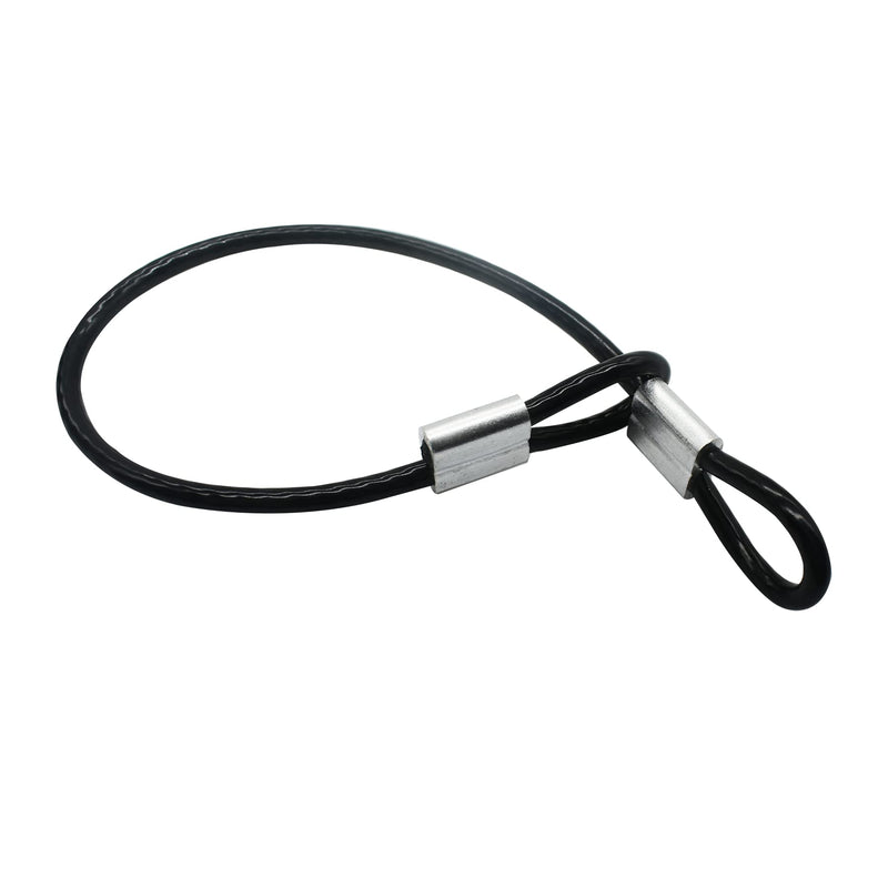 5 Pcs 4mm Wire 24 inch Vinyl Coated Stainless Steel Cable with Loops Short Wire Rope Lanyard Lock Security Chain Link for Outdoor Gates, Black(4mm x 24inch) 4mm(T) X 24 in(L) 5PCS