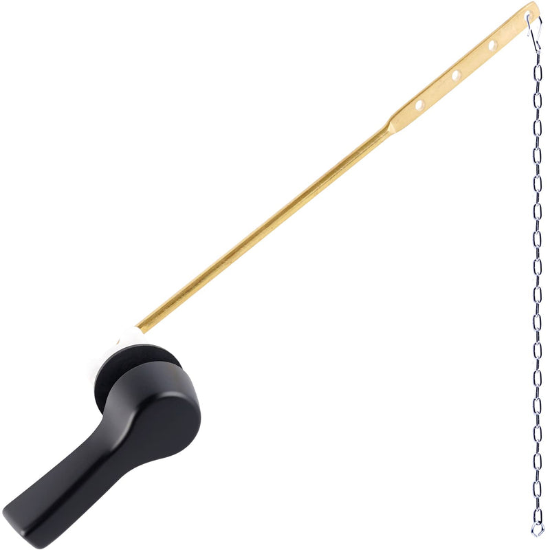 Hygie Rinse Black Toilet Handle Lever Flush Replacement, Universal Front Mount Toilet Handle with Stainless Steel Flapper Chains, Toilet Repair Kit 1pc Matteblack