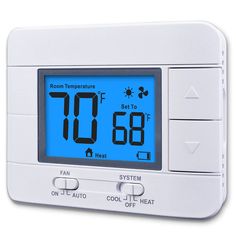 Non Programmable Thermostat for Home 1 Heat/ 1 Cool Single-Stage System, with Room Temperature & Humidity Monitor (LCD Blue Backlit Screen) - NewNest Australia