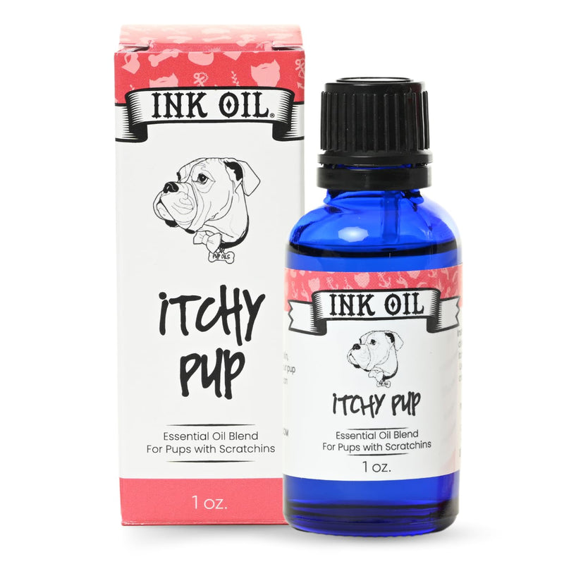 Ink Oil Itchy Pup | Itch Relief Supplement for Dogs | Calms & Soothes Rashes, Dry Skin & Insect Bite | 100% Natural Liquid Drop Pet Health Skin Care | Fast Skin Relief Therapeutic Essential Oil - 1 oz - PawsPlanet Australia