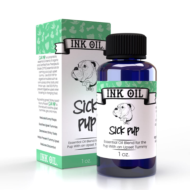 Pup Oils Sick Pup Essential Oil for Dogs - Soothes Upset Stomachs & Vomiting - Organic Calming Oils - Probiotics & Digestive Enzymes for Pet Gut Health - Dog Stomach Relief Probiotic Supplement - 1 oz - PawsPlanet Australia