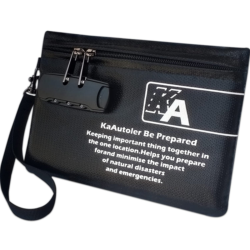 Small Fireproof Bagwith Lock,KaAutoler Fireproof, Waterproof Money Bag, with Zipper Fireproof Safe Box Money Pouch Envelope Container for Cash, for Keys, Cash, Jewelry and Other Valuables 8"*5.5"