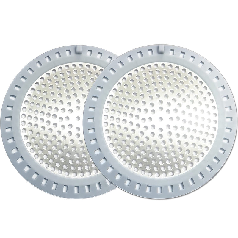 2PCS Shower Drain Hair Catcher/Strainer/Cover/Filter/Trap, Bathtub Catcher, Stopper for Stall Drain/Bathroom Floor Drain, Stainless Steel and Silicone Shield Silver