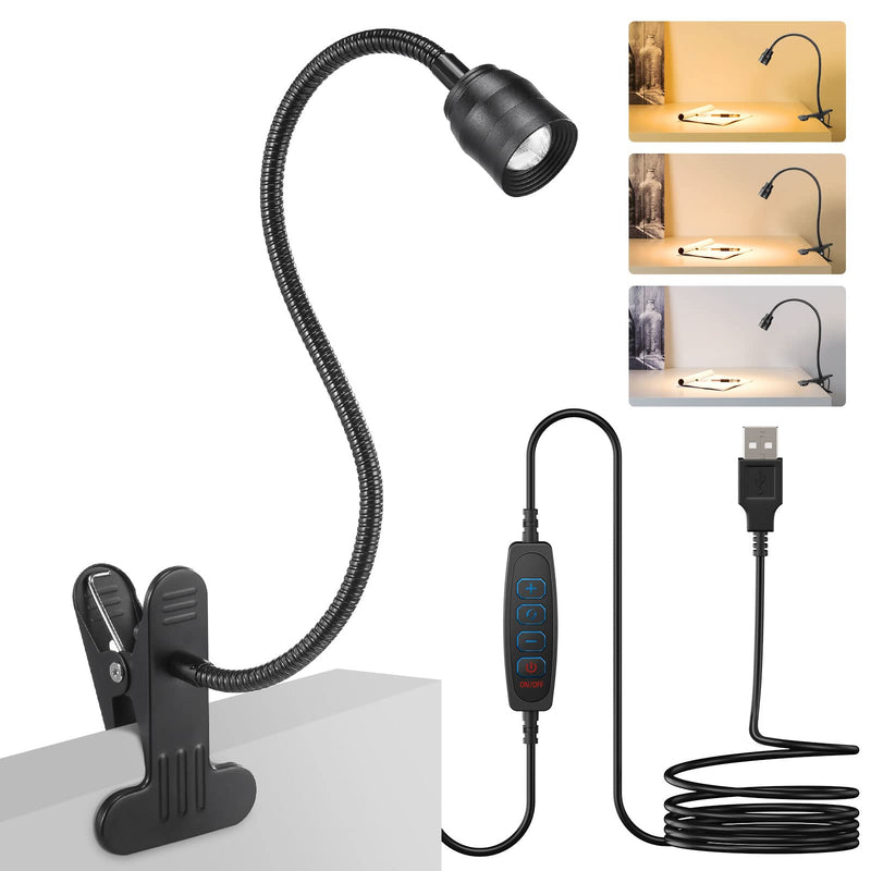 Zoomable LED Reading Lights for Bed Headboard, Clip on Spotlight Lamp for Desk, Dorm Bed, Dimmable USB Clamp Book Light with Flexible Gooseneck, Adjustable Beam Angle 15°-80°