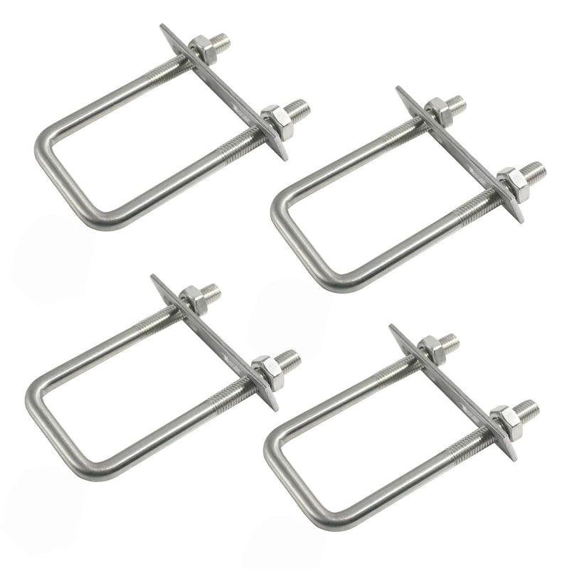 4 Sets 304 Stainless Steel Square U-Bolts 1-3/8"(35mm) Inner Width, 3.35"(85mm) Length Stainless M8 with Nuts, Frame Plate, Accessories for Automobiles Trailer, Boat Trailer Industrial Parts 35×85mm (W*L)