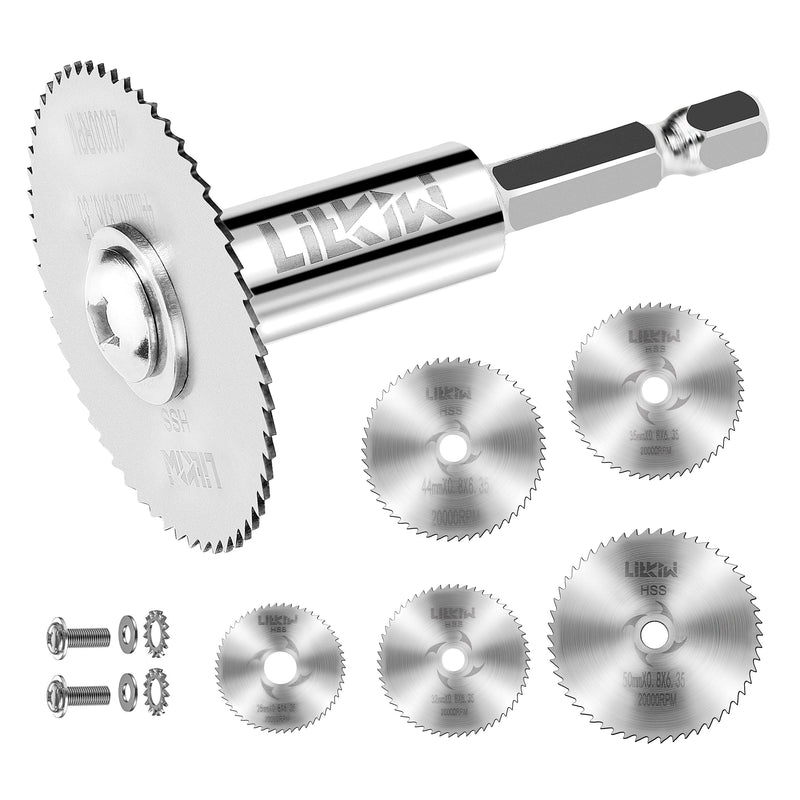 1/4-Inch Hex Shank Rotary Drill Saw(with 5PCS Blades),HSS Saw Disc Wheel Cutting Blades for Drills Rotary Tools 6PCS(1*Hex Shank+5*Blades)
