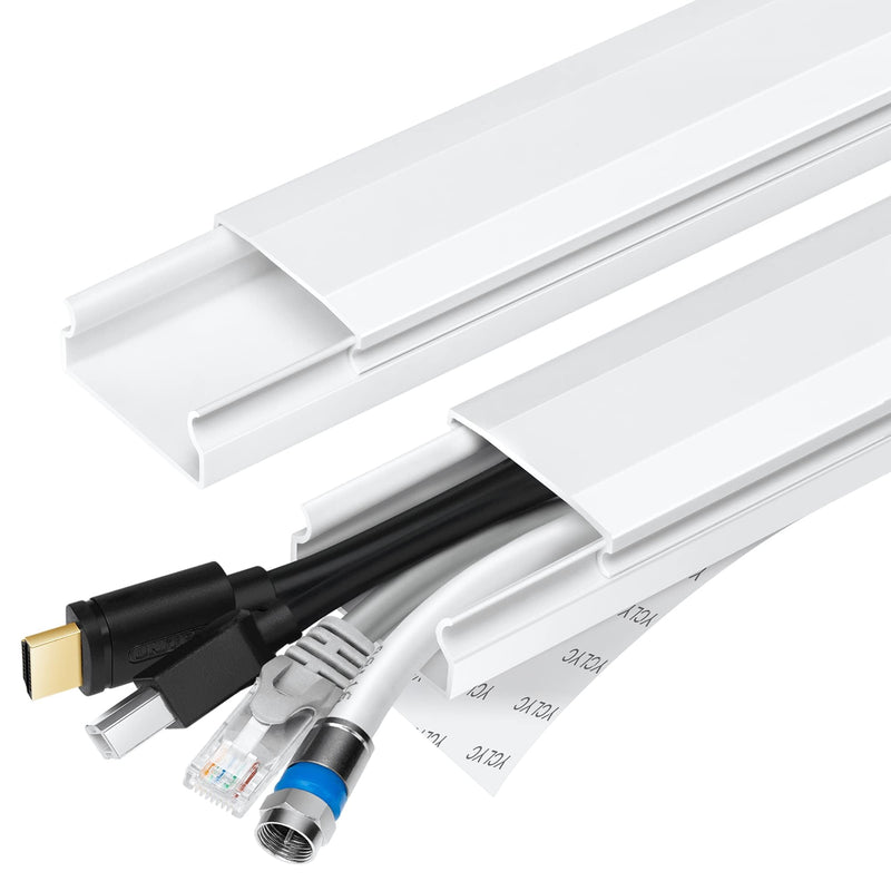 TV Cable Hider - 62.8in PVC Cord Hider Cable Management Wall, Paintable Cable Concealer for Wall Mounted TV, Cable Raceway White Wire Hider, Wall Wire Covers for Cords, 4* L15.7in *W1.2in *H0.59in Large