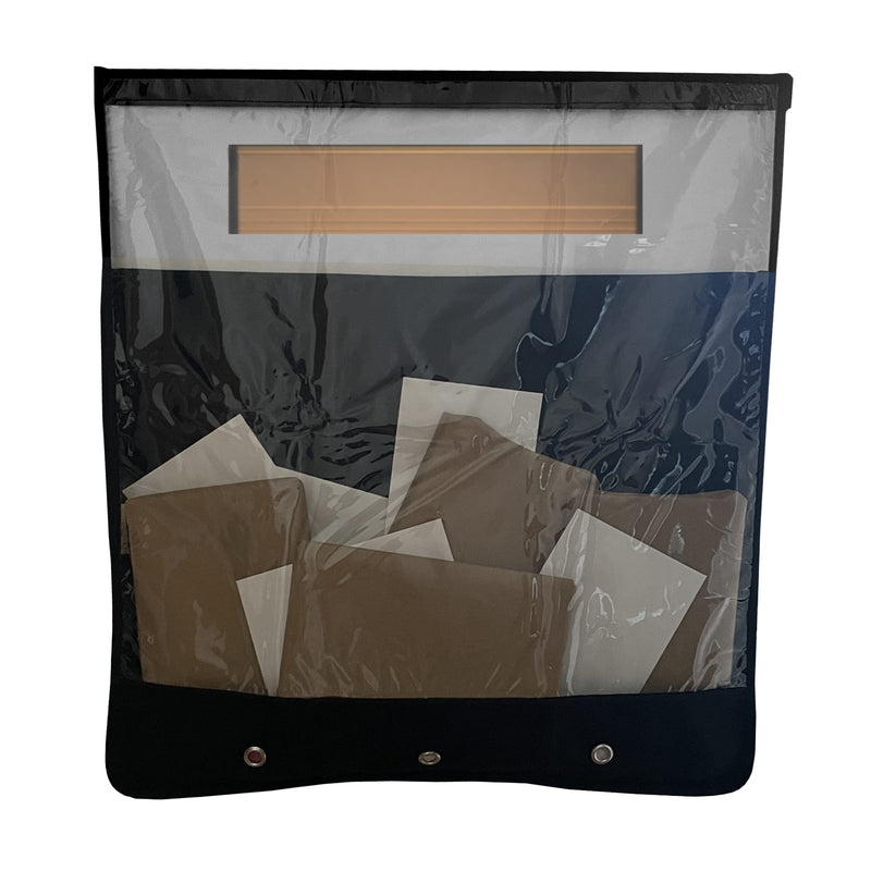 Slimline Mail Slot Catcher, Post Letter Box Cage Ideal for UPVC, Glass, Wood and Metal Doors. Strong Adhesive Letters, Small Packages, Magazines. No Screws or Tools Required Black Transparent