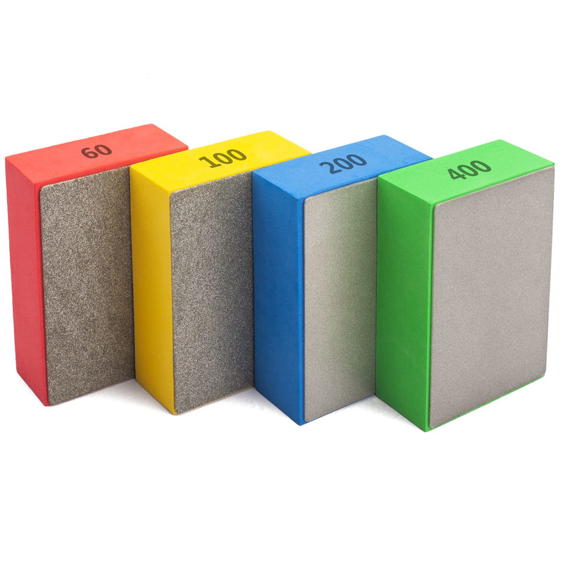 4Pcs Diamond Hand Polishing Pads for Sanding Ceramics Glass Tile Concrete Stone Marble Granite, 60#, 100#,200#,400# (Plane) Plane