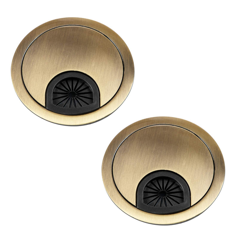 Desk Grommet for Wire Organizer,PC Computer Desk Plastic Grommet Cord, Tidy Cable Hole Cover Organizers,2 Pack (60mm, Gold) 60mm