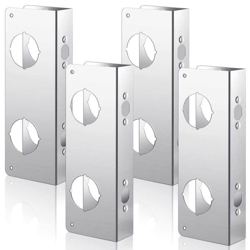 Leinuosen Door Reinforcement Plate 5-1/2 Inch, 2-3/8 x 1-3/4 Inch Lock Reinforcer Stainless Steel Home Security Reinforcement Lock Security to Repair Home Wood Metal Doors (4 Pack) 4
