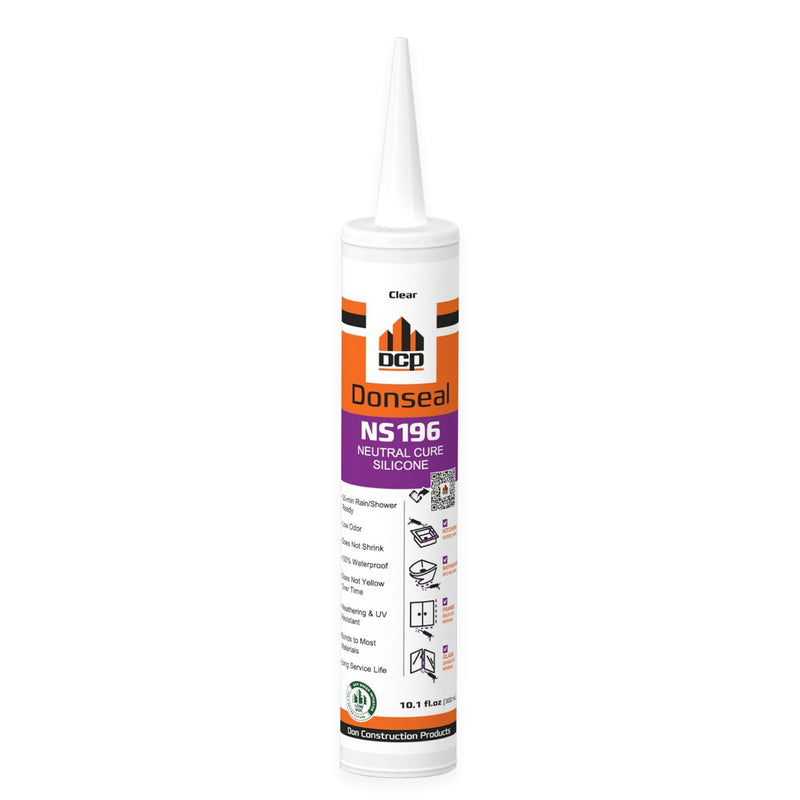 DCP Donseal NS196 Silicone Caulk Sealant 1 Pack – 100% Silicone Tube for Bathroom, Kitchen, Outdoor, Bathtub and Window Seal, 10.1 fl oz – Clear 1-pack