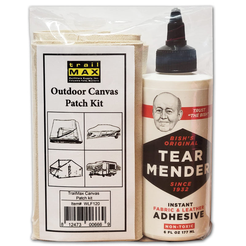 TrailMax Outdoor Canvas Patch Kit to Repair Pop-Up Campers, Canvas Tents, Boat Covers, Tarps 2.5 sf Canvas, 6 oz Tear Mender