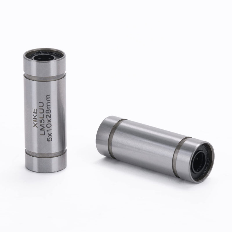 XIKE 2 Pcs LM5LUU Sealed Lengthen Linear Ball Bearings 5x10x28mm,Fits DIY/3D Printer/Workbench/CNC, M4 Rod Shaft Guide Linear Motion System and SCS4LUU Linear Ball Bearings Block Slide Bushing. LM5LUU 5x10x28mm