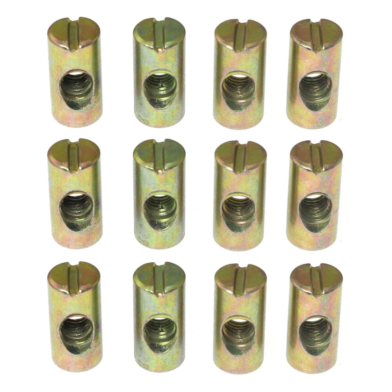 RLECS 12pcs M6 Pozidriv Slotted Barrel Nuts Cross Dowels Slotted Nuts Horizontal Hole Nut Hammer Embedded Nut for Furniture Beds Crib Chairs - M6 x 20mm