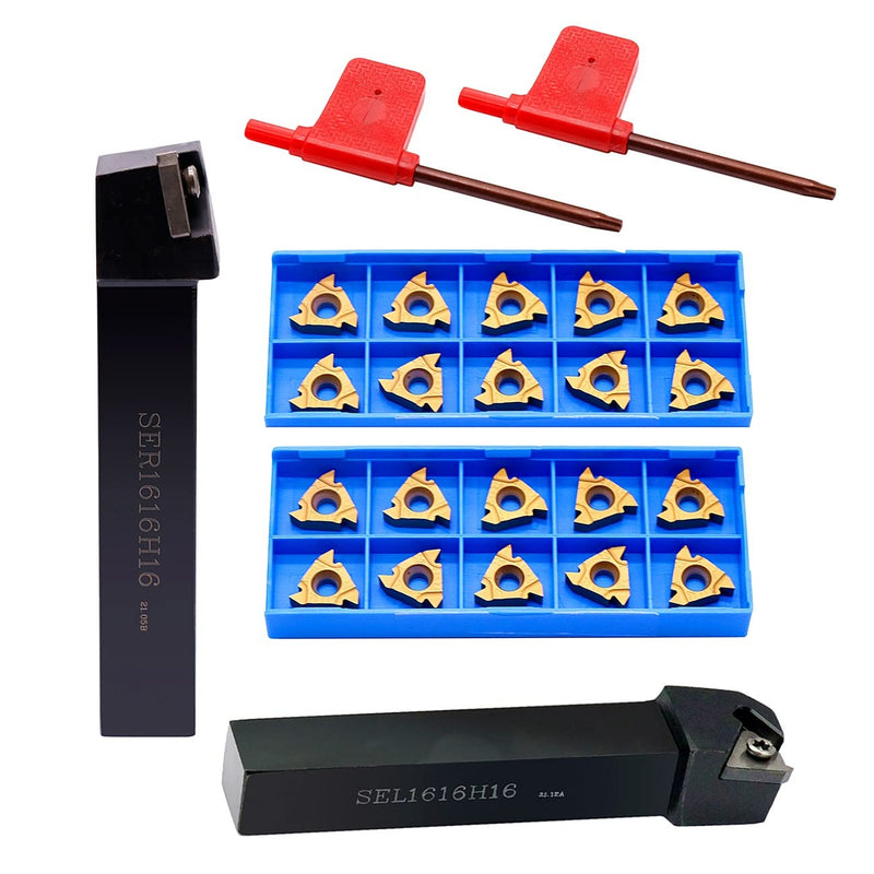 5/8" SER1616H16 SEL1616H16 Lathe Holder Tool with 20pcs 16ER/IR AG60,Pack of 26