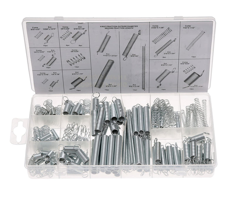 200pcs Compression & Extension SpringAssortment Set, Small Metal Loose Steel Coil Springs Assortment Kit AssortedW/Plastic Storage Box