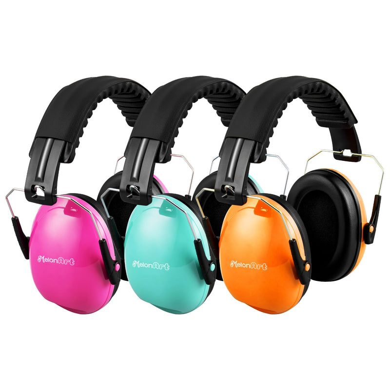 Kids Ear Protection Earmuffs Safety Hearing Protection Headphones Noise Reduction for Autism Sensory Kids Chirldren (Mint & Pink & Orange) Mint & Pink & Orange