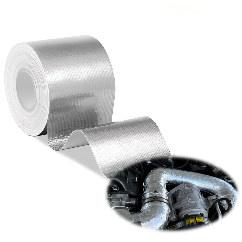 db11 High-Temperature Heat Reflective/Adhesive Backed Heat Barrier Tape Roll, Glassfiber Heat Shield Reflective Tape Wrap Roll 2" x 16.4FT for Car Intake Pipe, Engine Bay (Silver)