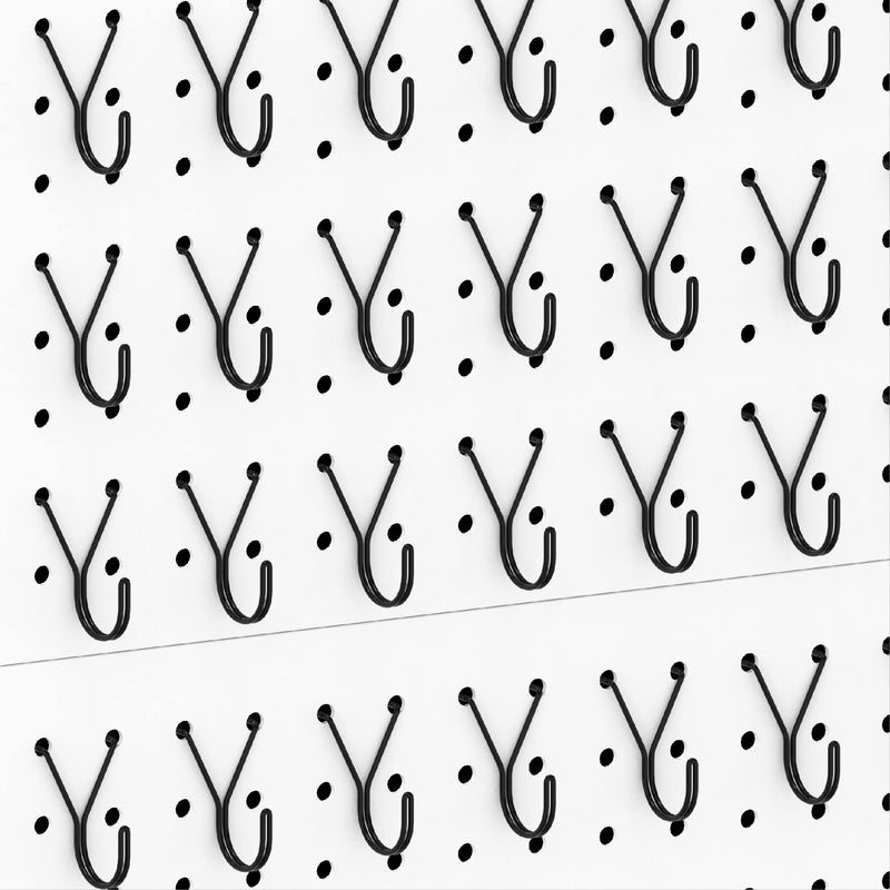 HUHOLE Pegboard Hooks, J-Hook, 1 Inch Black Hooks 40 Pack, Ideal Display Pegs for Hanging Jewelry, Necklaces, Keys, Retail Items, Small Tools, Will Not Fall Out, Fit 1/8” 3/16” Peg Boards 1" J-Hook 40PC Black
