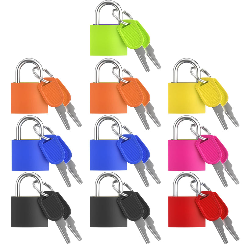 10 Pcs Suitcase Locks with Keys, Small Padlock with Key, Luggage Padlocks, Mini Keyed Padlock for Travel Bags, School Gym Locker, Toolbox - 23mm (Colorful)