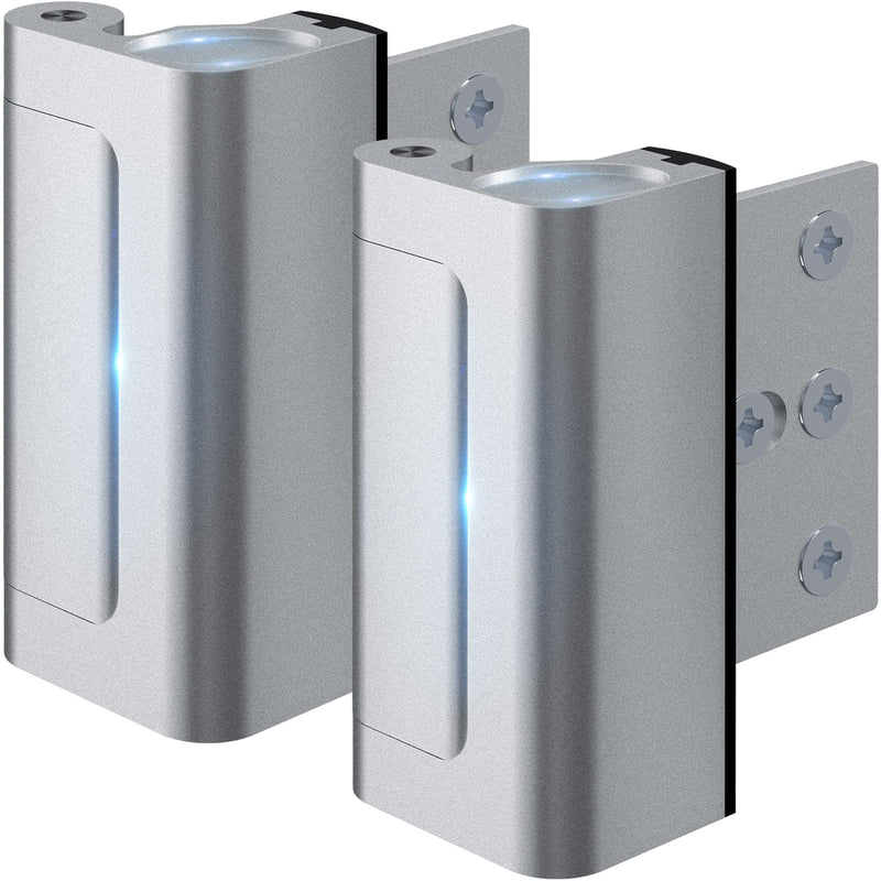 Rerishom 2 Pack Door Lock Withstand 800 lbs for Inward Swinging Door,Door Reinforcement Lock with 8 Screws to Prevent Unauthorized Entry, Child Proof Pin Tumbler for Extra Home Security and Privacy Silver