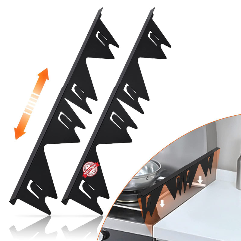 Stainless Steel Stove Gap Covers,Stove Gap Filler, Range Trim Kit, Stove Gap Guards, Heat Resistant and Easy to Clean, Easy retractable Length 13.8" to 27.5", Width 0.79",Black(2PCS) 27.5 inch Black