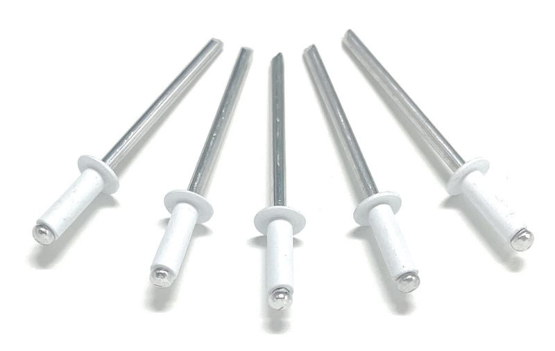 Metal Magery 100 White Aluminum Open End Pop Rivets QTY: 100 (4-4 1/8" x 1/4" (0.188-.250 Inch Grip Range)) 4-4 1/8" x 1/4" (0.188-.250 Inch Grip Range)