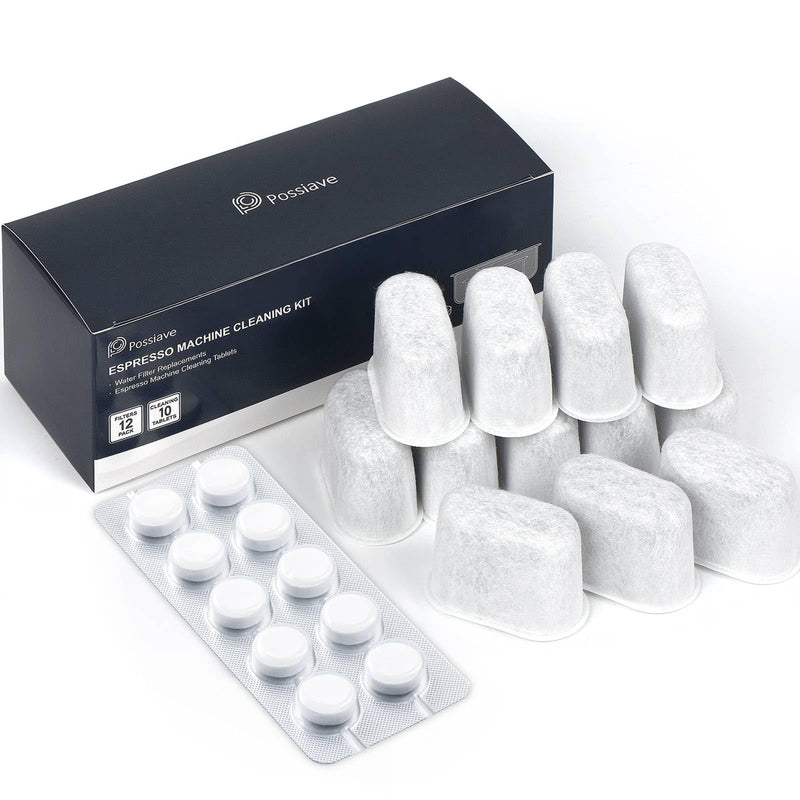 12-Pack Charcoal Water Filters and 10-pack Cleaning Tablets for Breville Espresso Machines, Breville Cleaning kit - Espresso Accessories