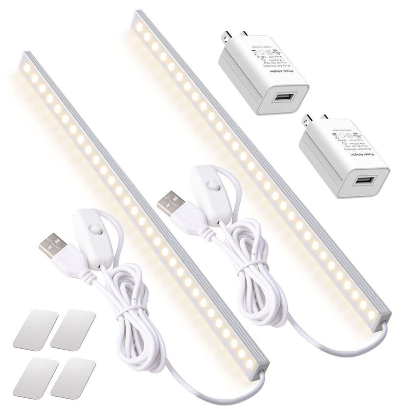 2Pack LED Under Cabinet Light LED Light Bar with USB Powered Under Cabinet Lights for Closet Light Bar Under Counter Lighting Work Tables Student Dormitory (Include AC Plug) 2 Pack-2 AC Plug