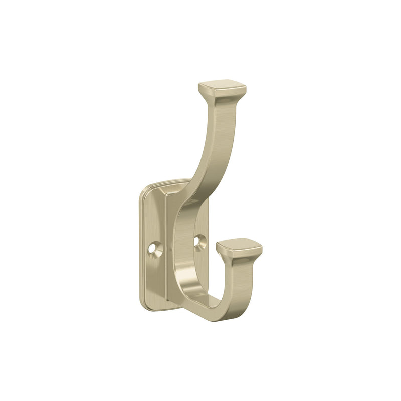 Amerock H37007BBZ | Alder Double Prong Decorative Wall Hook | Golden Champagne Hook for Coats, Hats, Backpacks, Bags | Hooks for Bathroom, Bedroom, Closet, Entryway, Laundry Room, Office