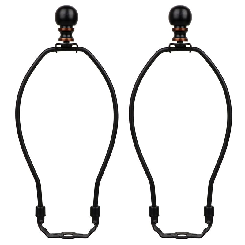 Helunsi 8 Inch Lamp Harp, 2 Set Black Lamp Shade Harp Holder with Finial, DIY Detachable Replacement Lampshade Adapter Harp Bracket Hardware for Table & Floor Lamps Accessories Parts Repair - Metal 8inch - 2Set