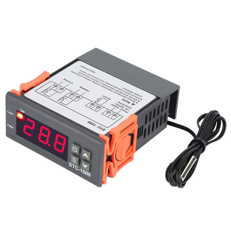 Digital Thermostat, Digital Temperature Controller with Sensor, STC-1000 Temp Sensor Electric Thermostat Control 110-220V for Incubator Brooder Refrigerator Fermenter Greenhouse Reptile