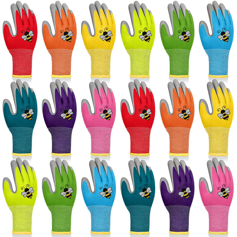 18 Pairs Kids Gardening Gloves Children Garden Glove Foam Rubber Coated Yard Work Gloves for Kids Toddlers Youth Boys Girls (Medium (Age 6-8)) Medium (Age 6-8)