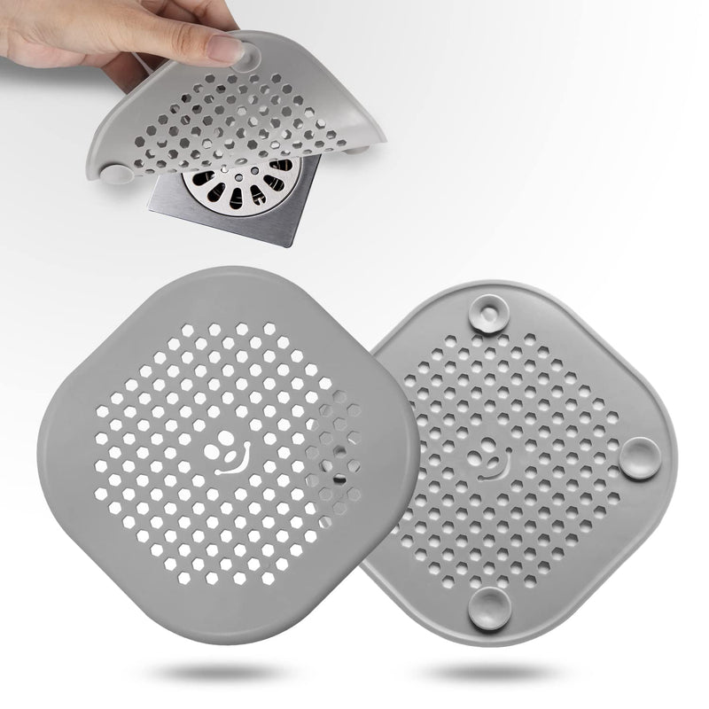 2 Pack Drain Hair Catcher Silicone Bathroom Accessories Shower Drain Protector Sink Drain Strainer Hair Stopper for Shower Kitchen Bathroom Tub Grey Gray