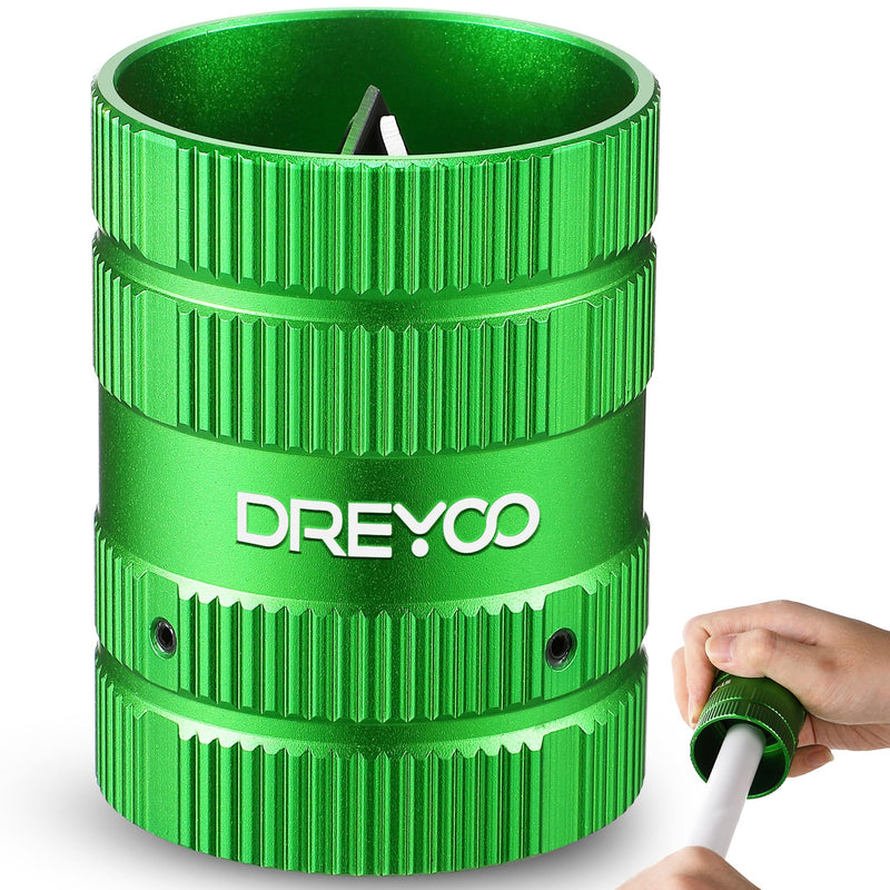 Dreyoo Pipe Reamer PVC Deburring Tool, [plumbing Tools] Copper Deburring Tool Pipe Cleaner All Metal Pipe Chamfer Tool 1/4'' to 1-5/8'' Inner Outer for Wide Diameter Pipe(Green) Green