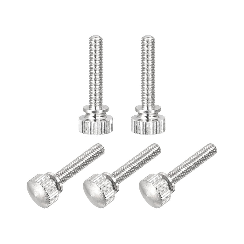 uxcell Knurled Thumb Screws, M4x20mm Brass Shoulder Bolts Grip Knobs Fasteners, Nickel Plated 8Pcs 8