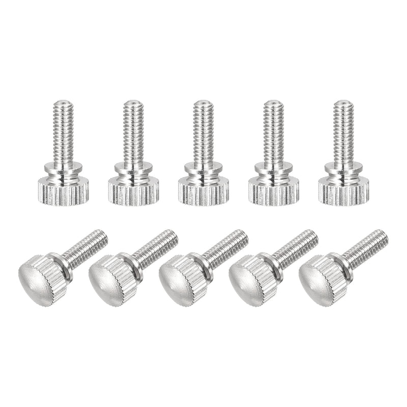 uxcell Knurled Thumb Screws, M4x12mm Brass Shoulder Bolts Grip Knobs Fasteners, Nickel Plated 10Pcs