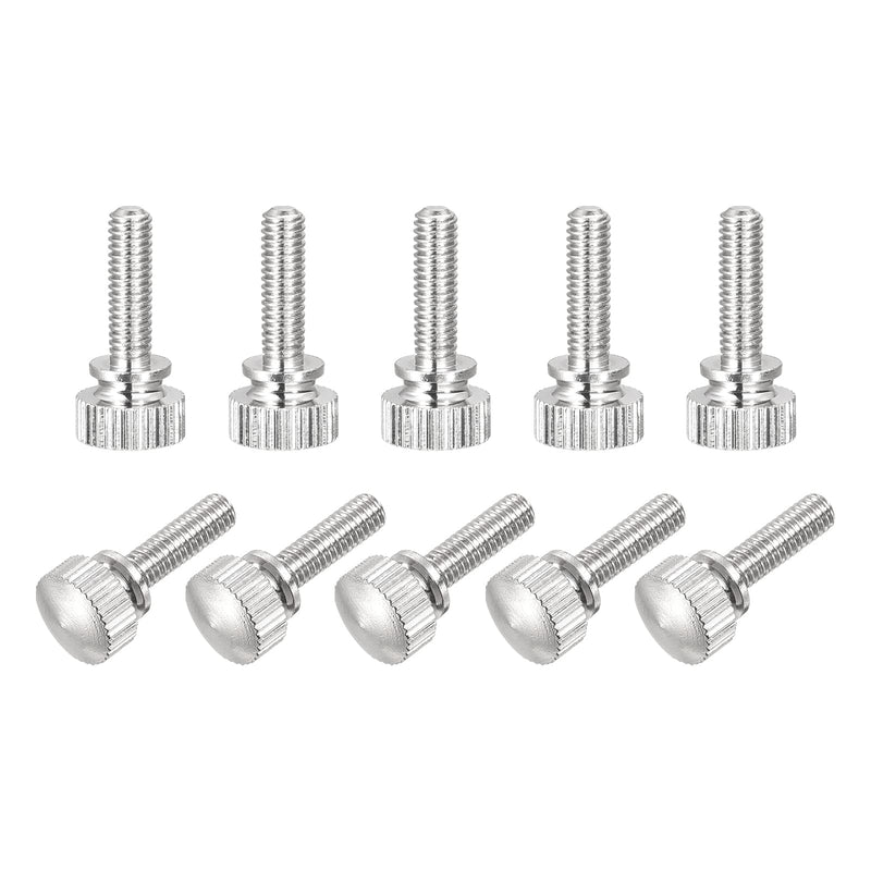 uxcell Knurled Thumb Screws, M4x14mm Brass Shoulder Bolts Grip Knobs Fasteners, Nickel Plated 10Pcs