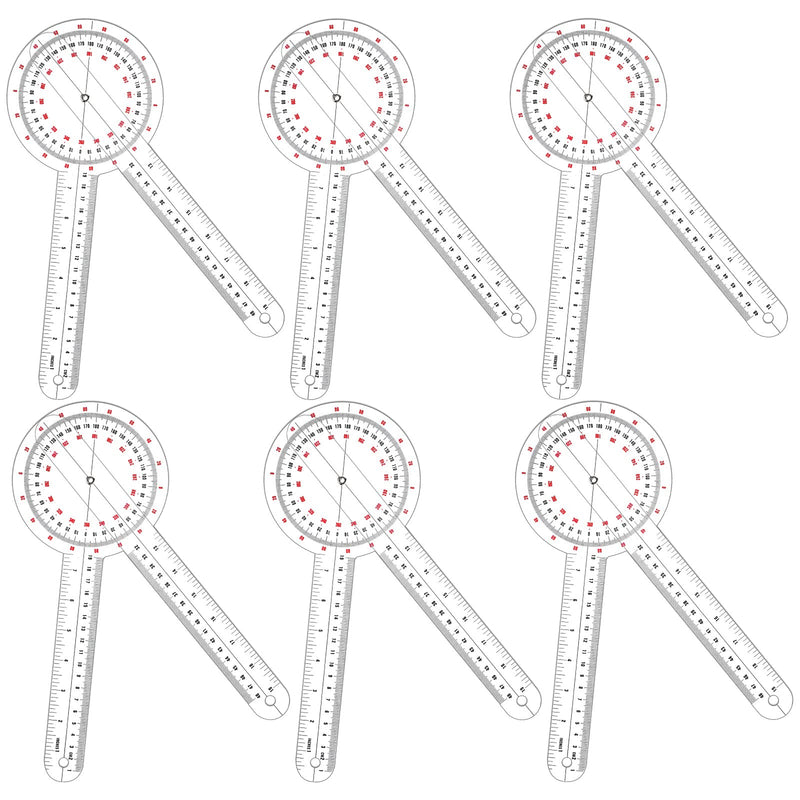 Frienda 12 Inch Goniometer Transparent Orthopedic Angle Ruler Plastic Goniometer 360 Degree for Body Measuring Tape Protractor Ruler(6 Pieces) 6