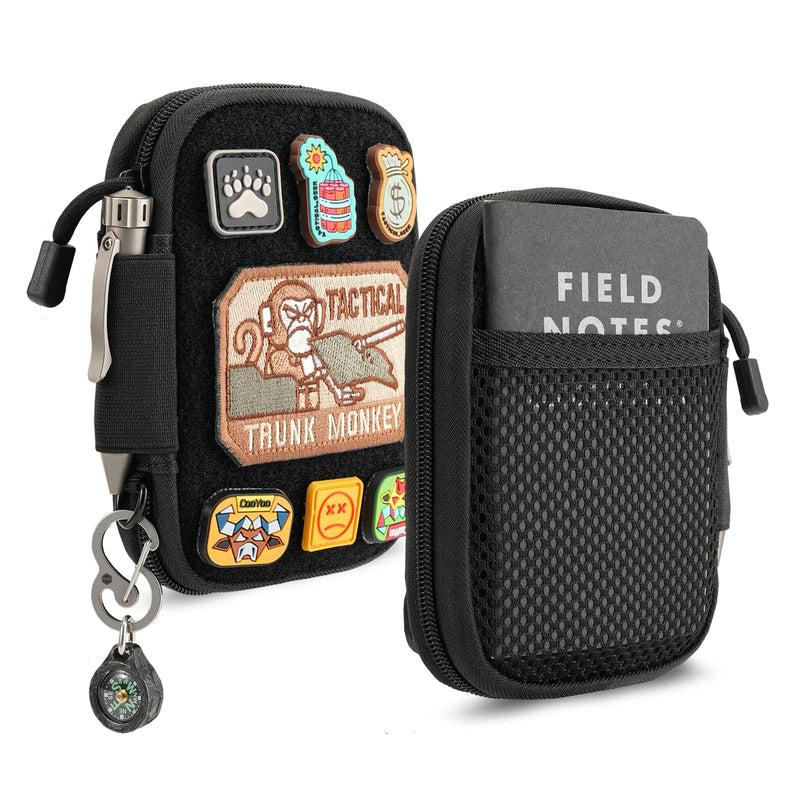 EDC Pouch, Pocket Organizer with Patches, Nylon EDC Pocket Organizer Utility Pouch, Small Tool Pouch for EDC Gears, Mighty Pouch with D-Ring, EDC Pocket Pouch, Multitool Organizer Pouch Large-A