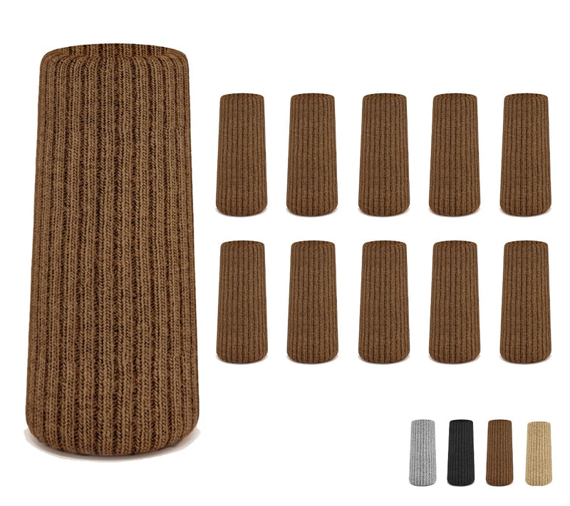 16 Pcs Brown Premium Chair Leg Socks Protectors for Hardwood Floors - Do not Easily Fall Off - Very Easy to Put on - Fits All Leg Shapes - High Elastic Bar Stool Leg Covers - Furniture Pads 16 Pcs