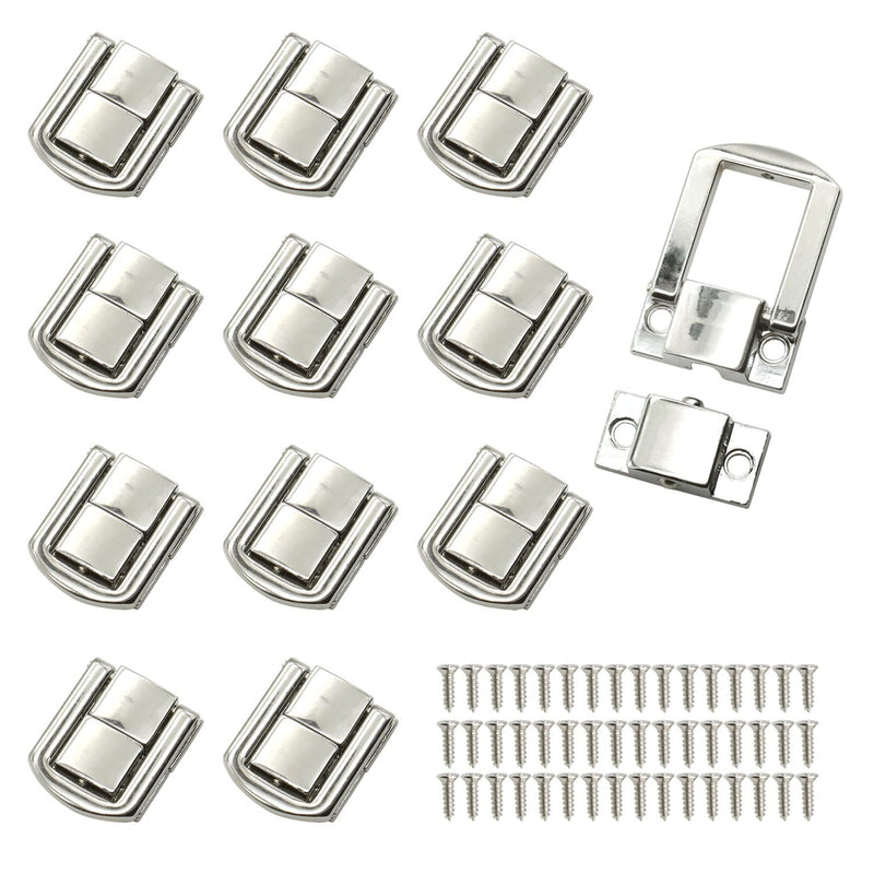 12 Pieces Hasp Latch Catch Lock, Metal Buckle Lock for Box Decoration (Silver) Silver